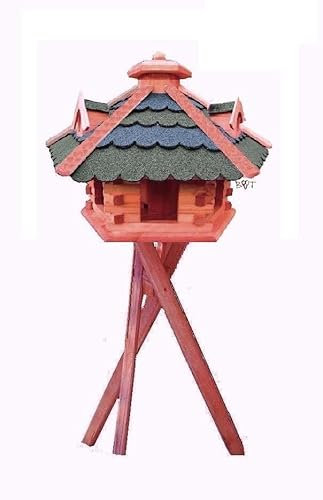 XXL futterhaus aus Holz groß Vogelvilla Holz mit GRÜN BLAU NEU /mit Ständer behandelt Vogel Vogelhaus/Nistkasten,Vogelhäuser : Ergänzung zum Nistkasten, für Vögel Amsel Amseln Meise Meisen Star Stare Meisennistkasten Vogel,Vogelfutterhaus und Vogelvilla, Futterhaus, Futterhäuschen,große Größen auch mit Ständer und Silo