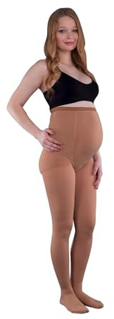 LOREY Atmungsaktive Kompressionsstrumpfhose für Schwangere, Umstandsstrumpfhose in Kompressionsklasse 1 (18 – 21 mm Hg), Schwangerschaftsstrumpfhose aus Hochleistungsgarn in Beige, Größe XXS - XXL