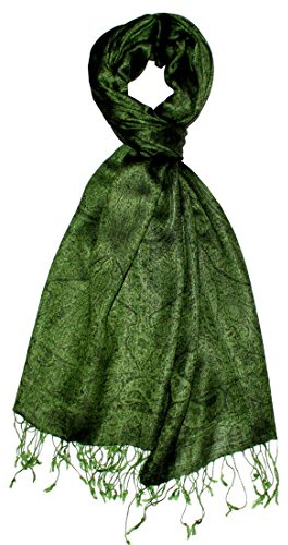 Lorenzo Cana - Herren Schal Schaltuch hochertig kuschelweich und leicht 70 cm x 180 cm opulentes grünes Paisley Muster aufwändig gewebt 7814911