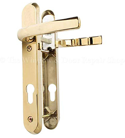 Avocet Polished Gold 'Affinity' Door Handle Set 92PZ 92mm Sprung Lever/Lever Pair - Screw to Screw fixings 122mm UPVC PVC PVCu