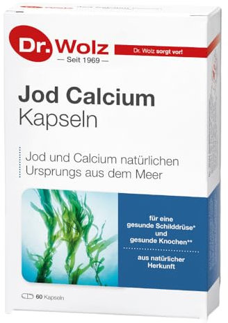 Dr. Wolz Jod Calcium Kapseln, 60 Kapseln, Jod und Calcium natürlichen Ursprungs aus dem Meer, gesunde Schilddrüse und gesunde Knochen