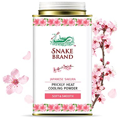 Snake Brand Prickly Heat Cooling Powder for Everyday Use - Anti-Chafing, Heat Rash Relief, Soft Sakura Scent (4.9 Oz / 140g)