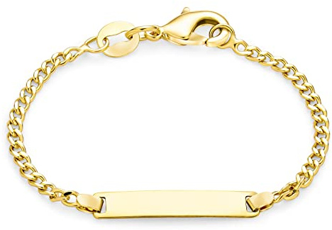 Bling Jewelry Braccialetto Identificativo In Ottone Placcato In Oro 18 Carati Inciso Leggero Per Polsi Piccoli Da 5 Pollici Per Donne