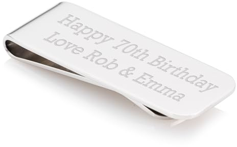 Personalised Luxury Silver Mirror Finish Engraved Money Clip with Gift Box
