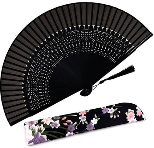 Amajiji Charming Elegant Modern Woman Handmade Bamboo Silk 8.27 (21cm) Folding Pocket Purse Hand Fan (CZT-07)