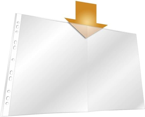 Durable Prospekthüllen A3, quer gefalzt, oben offen, Made in Germany, 50 Stück, transparent, 267019