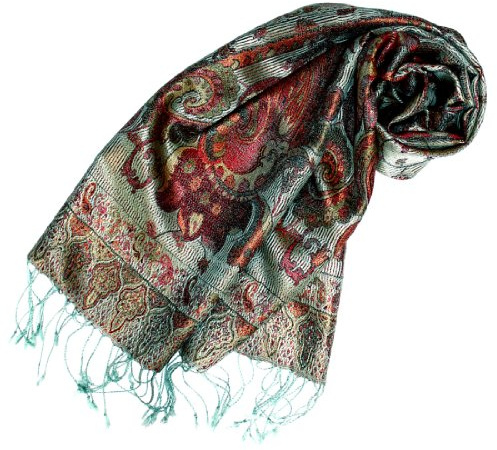 Lorenzo Cana – sidenhalsduk halsduk 100 % siden jacquard vävd harmoniska färger med fransar 35 x 160 cm paisley mönster sidenduk