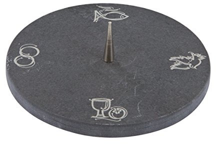 Butzon & Bercker Schieferleuchter 13 cm aus Schiefer, Vier Symbole im klaren Stil – eleganter Leuchter für stimmungsvolles Kerzenlicht und dezente Tischdekoration