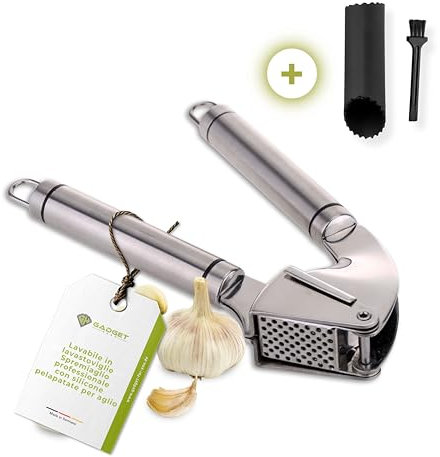 Gadget-Hero Silikon Knoblauchschäler + Knoblauchpresse – Spülmaschinenfest, robust & leicht zu reinigen – Effizienter Knoblauchschäler für schnelle Knoblauchverarbeitung