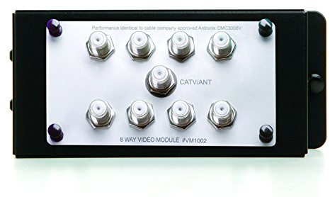 Legrand - OnQ 1X8 Enhanced Passive Video Splitter, Coaxial Cable Splitter for Quality Video, Cable Splitter Approved for Digital Cable, HDTV, and High-Speed Internet, 1GHz, VM1002