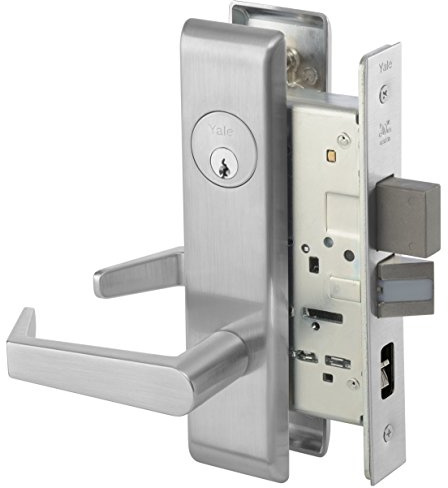 Yale - AUCN8847FL x 626 x LC 8847FL RH AUCN 626 LESS CY 8800 Mortise Lockset, Grade 1, Escutcheon Plate, Apartment with Deadbolt, RH Field Reversible, Cylinder Not Included, 626 Satin Chrome Finish