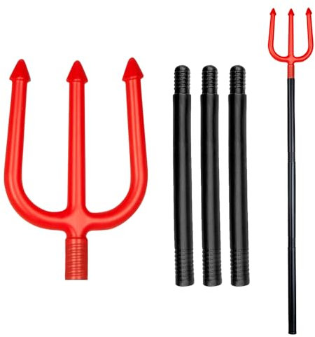 Boland 112cm Devil Trident Pitchfork, 4 Pieces, Detachable, Devil Fancy Dress Accessory, Halloween Dress Up, Prop, Weapon, Lucifer, Carnival, Red (112cm)