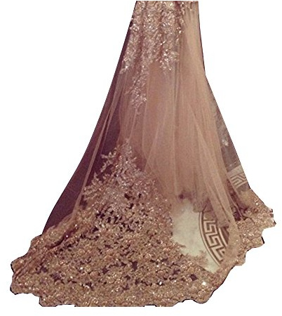 EllieHouse Damen lace kapelle hochzeit brautschleier mit freiem kamm e21 Ivory 1 T(3 M/118 inch)