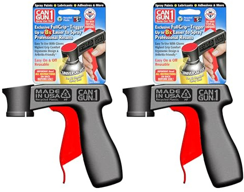 Safeworld Instant Aerosol Trigger Handle Can-Gun, Converts Spray Cans to Spray Guns, Full Hand Grip, Reusable, Easy Clip-On/Off, and Universal Fit for Paint, Adhesives, and Lubricants (2- Pack)