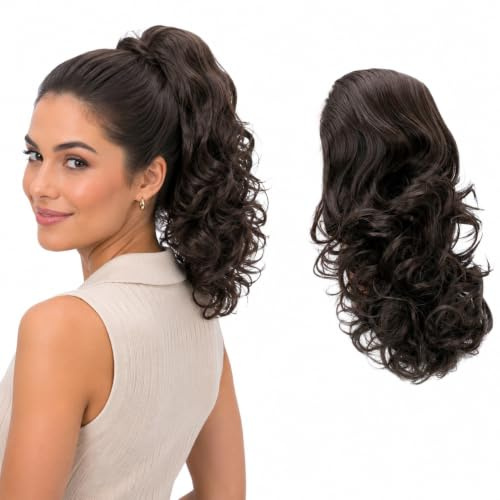 CAISHA 12 Hairpiece Braid Ponytail Hair Extension Voluminous Wavy Brown PH2a