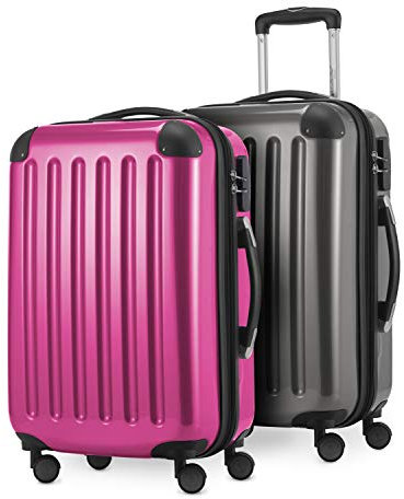 Hauptstadtkoffer - Alex Kofferset - 2 x Handgepäck Hartschale Kabinenkoffer mit Erweiterung 55 cm, 42 Liter, Magenta-Titan