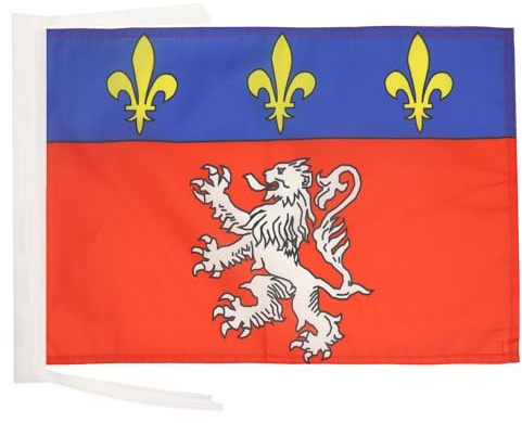 AZ FLAG - Drapeau Province du Lyonnais - 45x30 cm - Pavillon De Lyon 100% Polyester Avec Deux Cordelettes - 20g