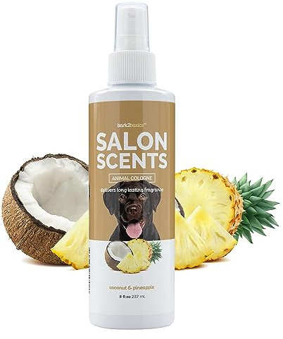 Bark2Basics Salon Scents Pet Grooming Cologne Spray - 8 oz, Natural Professional Grade Perfume for Dogs and Cats, Long Lasting, Deodorizing, (Coconut and Pineapple)