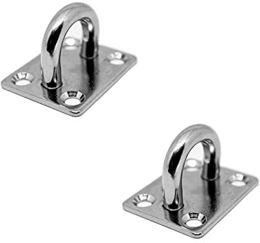 PRIOstahl Augplatten Zurröse Deckenöse Decksplatte Platte Mastplatte - 40 x 50 mm x 2 Stück Wandöse Decksplatte Schwerlast Ankerplatte Mastplatte Öse Sonnensegel Boxsack Seilzug aus Edelstahl V2A