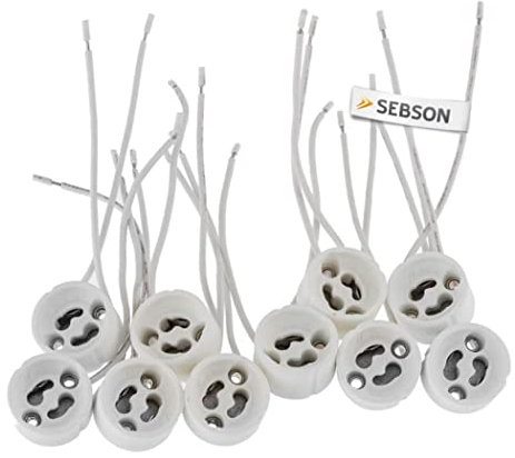 SEBSON GU10 Fassungen für GU10 Leuchtmittel 230V, 10er Set, LED und Halogen Lampen geeignet, Fassungen aus Keramik für Einbaustrahler