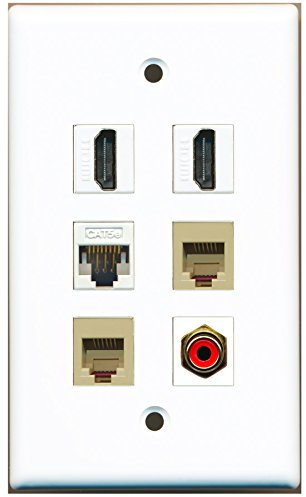 RiteAV – 2 HDMI 1 Port RCA rot 2 Port Telefon RJ11 RJ12 beige 1 Port Cat5e Ethernet weiß Wandplatte