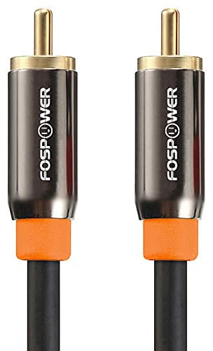 FosPower 1.8M/6FT Digital Audio Coaxial Cable, 24K Gold Plated, Single Coaxial Phono Cable for S/PDIF Digital Audio, Composite Video, Home Theater, HDTV, Subwoofer, Hi-Fi Systems