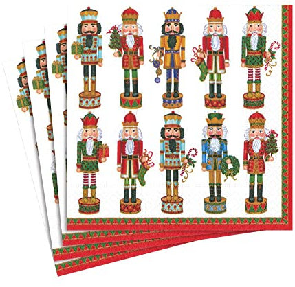 Entertaining with Caspari Nutcracker Parade Luncheon Napkins, White