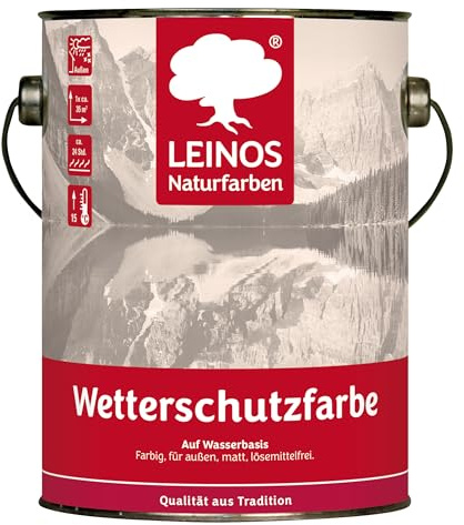 LEINOS Wetterschutzfarbe 855 auf Wasserbasis | 2,50 l | Maisgelb | matter, lösemittelfreier Holzschutz für unbehandelte Holzkonstruktionen im Außenbereich, ideal für sägeraues Holz