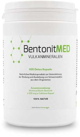 Bentonit MED 600 Detox-Kapseln, von Ärzten empfohlen