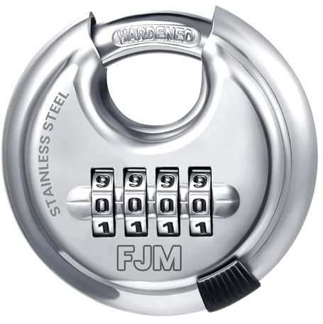 FJM security Sx-790 à 4 chiffres Combinaison Cadenas à disque avec blindage en acier trempé à anse et 10 000 combinaisons possibles par FJM security