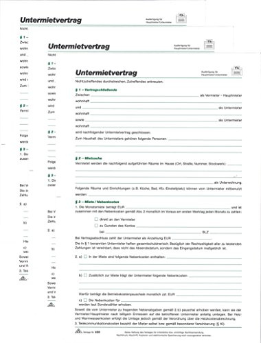 Mietvertrag RNK geprüft (3 Stück, Untermiete)
