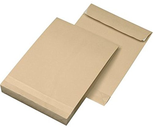 Versandtaschen mit Falte, Natron-Kraft braun, 250x353mm, B4, Falte 40mm, HK, PG = 100 Stück