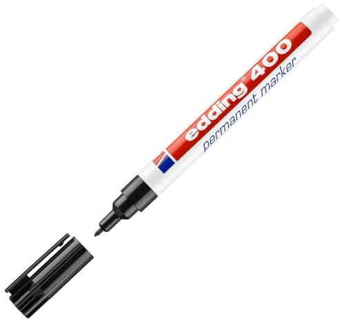 edding 400 Permanentmarker schwarz Rundspitze 1mm, Wasserfest und abriebbeständig
