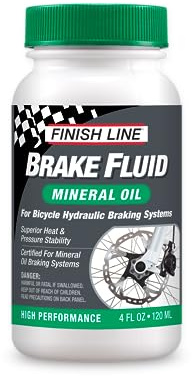 Finish Line Mineral Oil Bicycle Brake Fluid – Low Viscosity Hydraulic Disc Brake Fluid for Smooth Lever Response and Enhanced Performance – 4oz Bottle