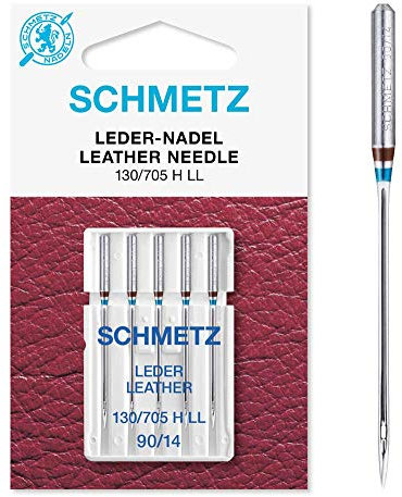 SCHMETZ | 5 Nähmaschinennadeln | Leder LL | 130/705 H LL | Nadeldicke 90/14 | auf jeder gängigen Haushaltsnähmaschine einsetzbar