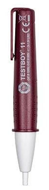 Comprobador de tensión sin contacto Testboy 11 de 110 V CA con indicador óptico y acústico (detector de tensión, método de medición capacitivo, CAT III 1000 V, carcasa de plástico ABS), rojo