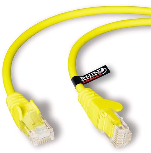 rhinocables CAT 6 High-Speed Gigabit Ethernet Cable - Patch Network Lead for LAN| Snagless UTP With LSZH Jacket | RJ45 Connector - Internet, Router, Modem, Smart TV, PC & More (10m, Yellow, Pack of 1) | Patch Network Lead for LAN, Snagless UTP With LSZH Jacket, RJ45 Connector, Internet, Router, Modem, Smart TV, PC & More