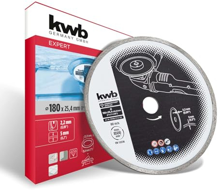 kwb AGGRESSO-FLEX® White-Line Disque à tronçonner diamanté ø 180 mm avec turbo-bande fermée, grande longévité, fritté, avec alésage de 25,4 mm