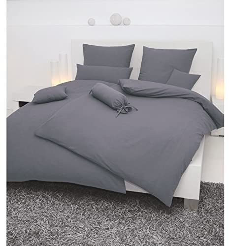 Janine Mako Soft Seersucker Bed Linen Plain Piano 200 x 200 cm + 2 Pillowcases 80 x 80 cm Titanium