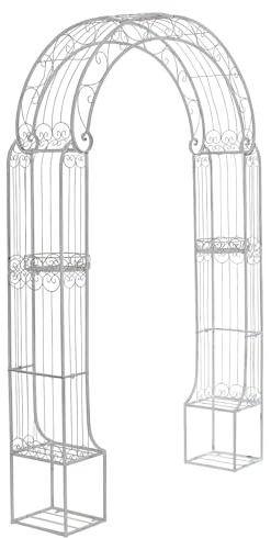 CLP Arche De Jardin en Fer Forgé Alessia I Hauteur du Passage 228 cm Largeur 123 cm I Arceau A Rosiers I Support pour Plantes Grimpantes, Couleur:Blanc