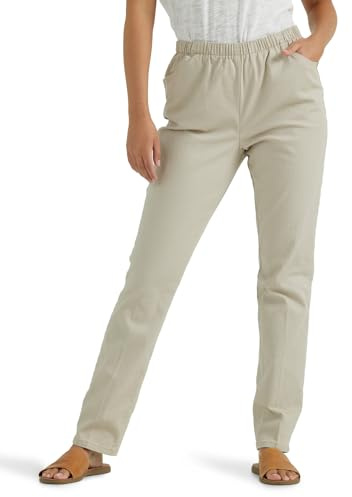 Chic Classic Collection Women's Stretch Elastic Waist Pull-On Legging Pant Khaki Slub Twill 12