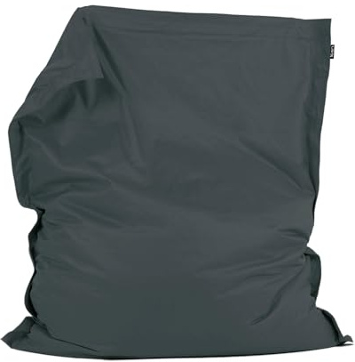 Bean Bag Bazaar Outdoor Giant Bean Bag with Filling Included, Grey | Made in the UK, Adult Beanbag, 180cm x 140cm, Durable Water-Resistant Fabric, For Garden and Patio