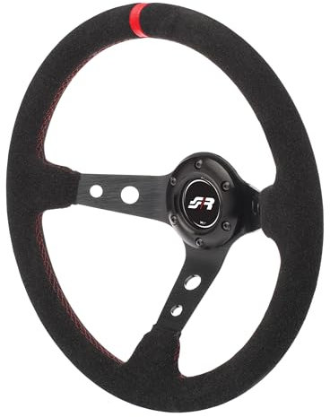 Simoni Racing PIT Sport Steering Wheel Pitlane, Schwarz Rot Seams