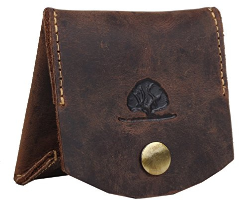 Greenburry Vintage Minibörse Leder Geldbeutel braun | ca. 7,5 x 6,5 x2 cm