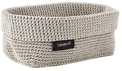 blomus -TELA- Häkelkorb L aus Kunstfaser, Sand, Korb für Aufbewahrung, hochwertige Verarbeitung, exklusive Optik, ideal für Handtücher, Kosmetik etc. (H / B / T: 9 x 12 x 20 cm, Sand, 68886)