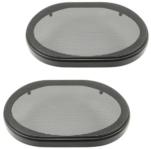 tomzz Audio 2800-004 Lautsprecher Gitter Grill für 6 x 9 Zoll Lautsprecher schwarz 2-teilig Kunststoffring mit Metallgitter Satz