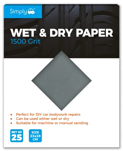 Simply Wet & Dry, Papel mojado y seco, 1500 Grit, pack de 25 (230mmX280mm)