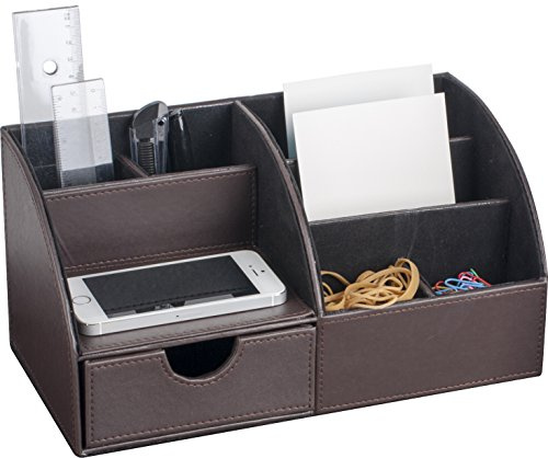 Pavo - Premium Multifunktionale PU Leder Schreibtisch Organizer, braun, 8002962