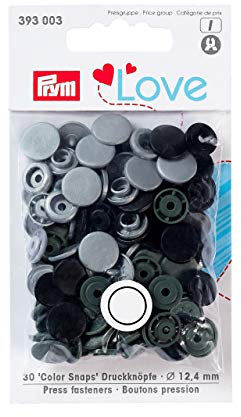 Prym 393003 Druckknopf Color, Prym Love, 12,4mm, 30 Stück, Grau
