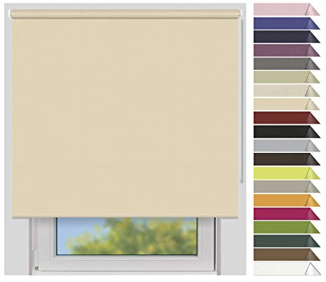 EFIXS Verdunklungsrollo Medium - 25 mm Welle - Breiten: 120-240 cm - Höhen bis 240 cm - Hier: 220 cm x 190 cm (Stoffbreite x Höhe) - Creme (7909) - lichtundurchlässig - Blickdicht